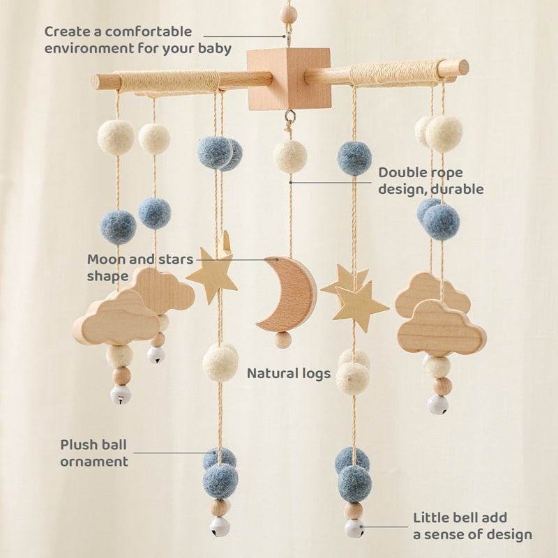 Handmade Wooden Baby Mobile Blue Sky