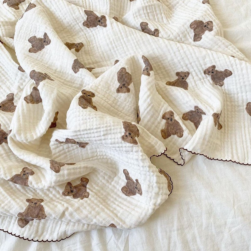 Muslin Swaddle Blanket Bear