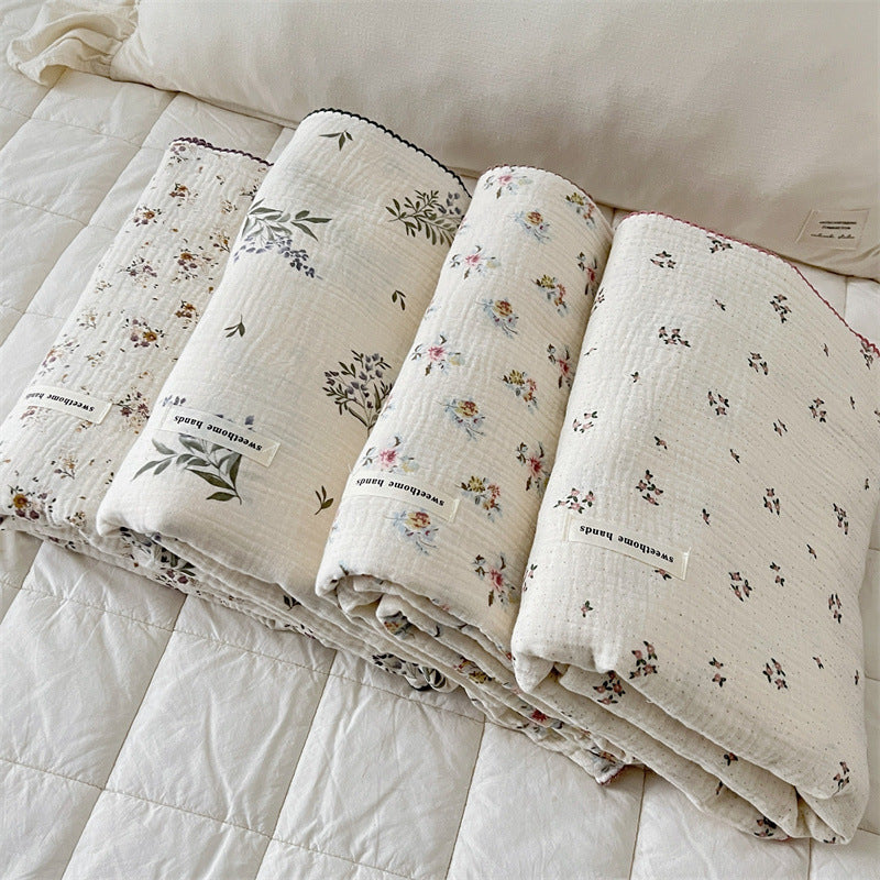 Floral Muslin Pillow & Blanket Set