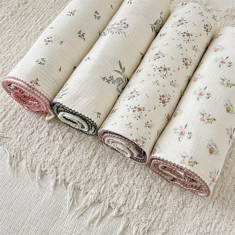 Floral Muslin Pillow & Blanket Set
