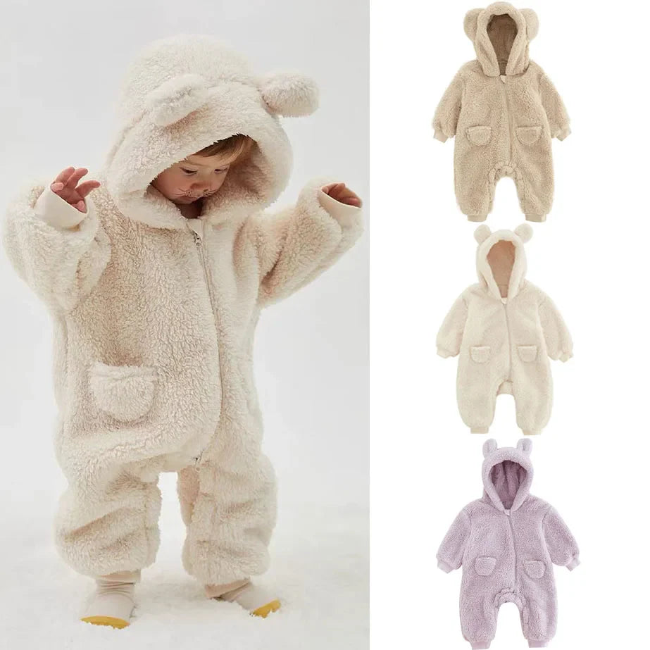 Fluffy Bear Baby Jumpsuit