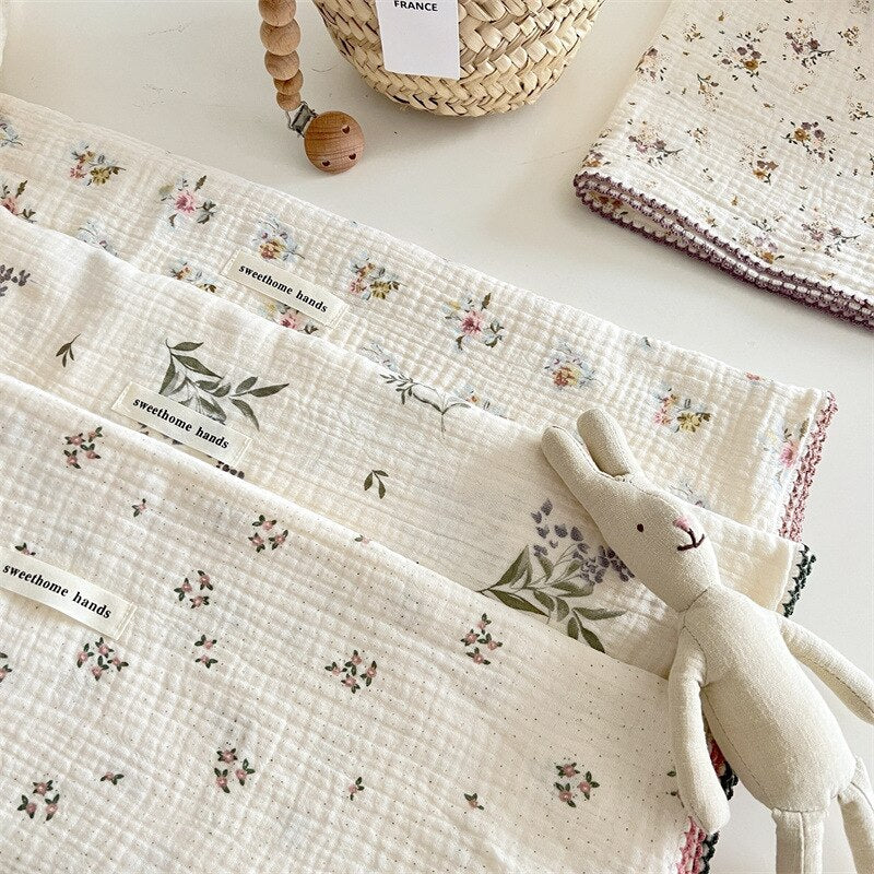 Floral Muslin Pillow & Blanket Set