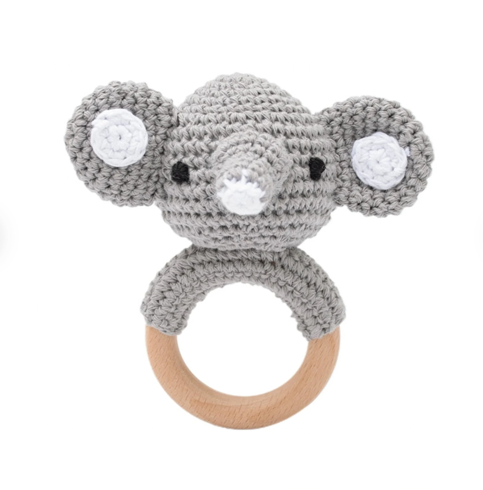 Handmade Elephant Crochet Rattle