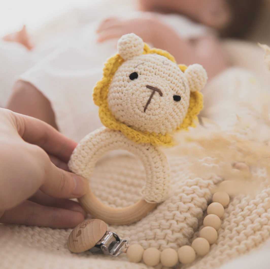 Handmade Lion Crochet Rattle