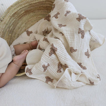 Muslin Swaddle Blanket Bear