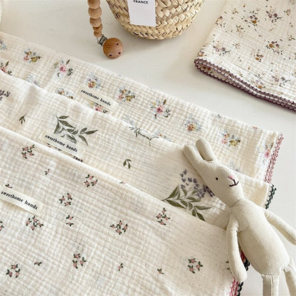 Floral Muslin Pillow & Blanket Set