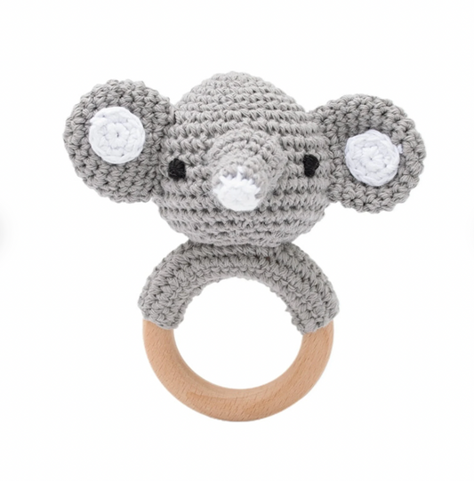 Handmade Elephant Crochet Rattle