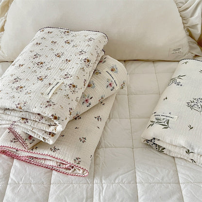 Floral Muslin Pillow & Blanket Set